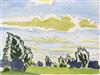 CHARLES BURCHFIELD Lacy Trees and Sunlit Clouds.